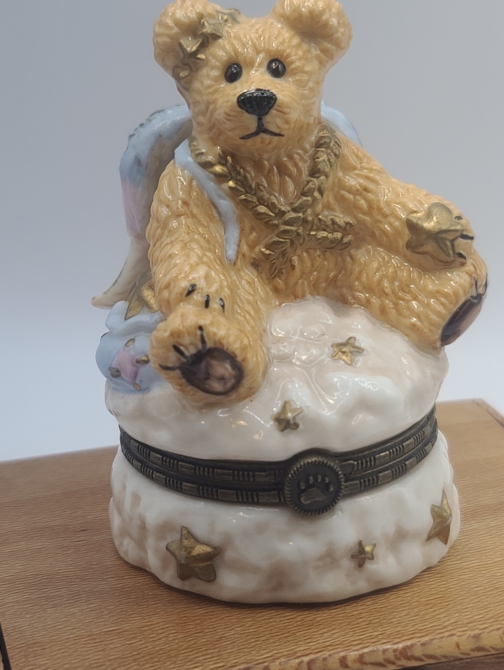 Vintage‎ Boyd's Bearware LeBearmaoge Clarence Angel Bear Trinket Or Pill Box